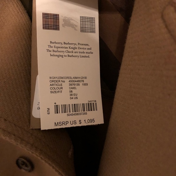 **Brand New**Burberry classic coat in color tan - Picture 4 of 4